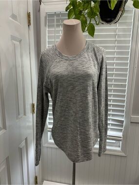 Women's Gray Marled Long Sleeve Crewneck Sweatshirt